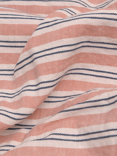Warm Clay Somerley Stripe Linen Blend Flat Sheet - alternate image