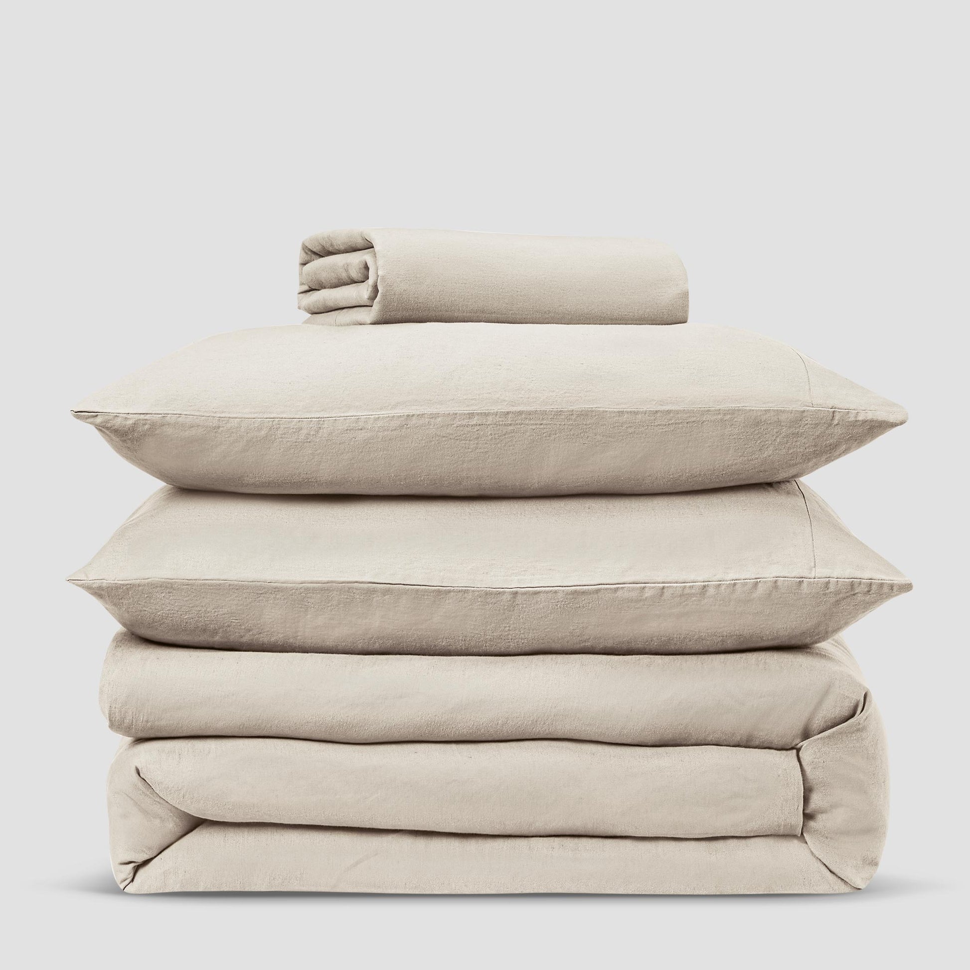 Oatmeal 100% Linen Pillowcases (Pair) - Piglet in Bed US