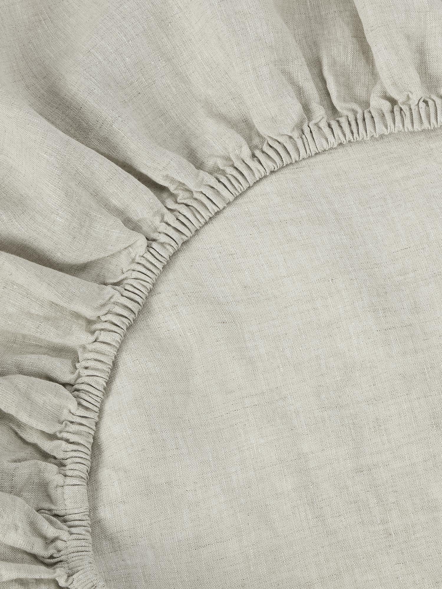 Oatmeal 100% Linen Fitted Sheet - Piglet in Bed US