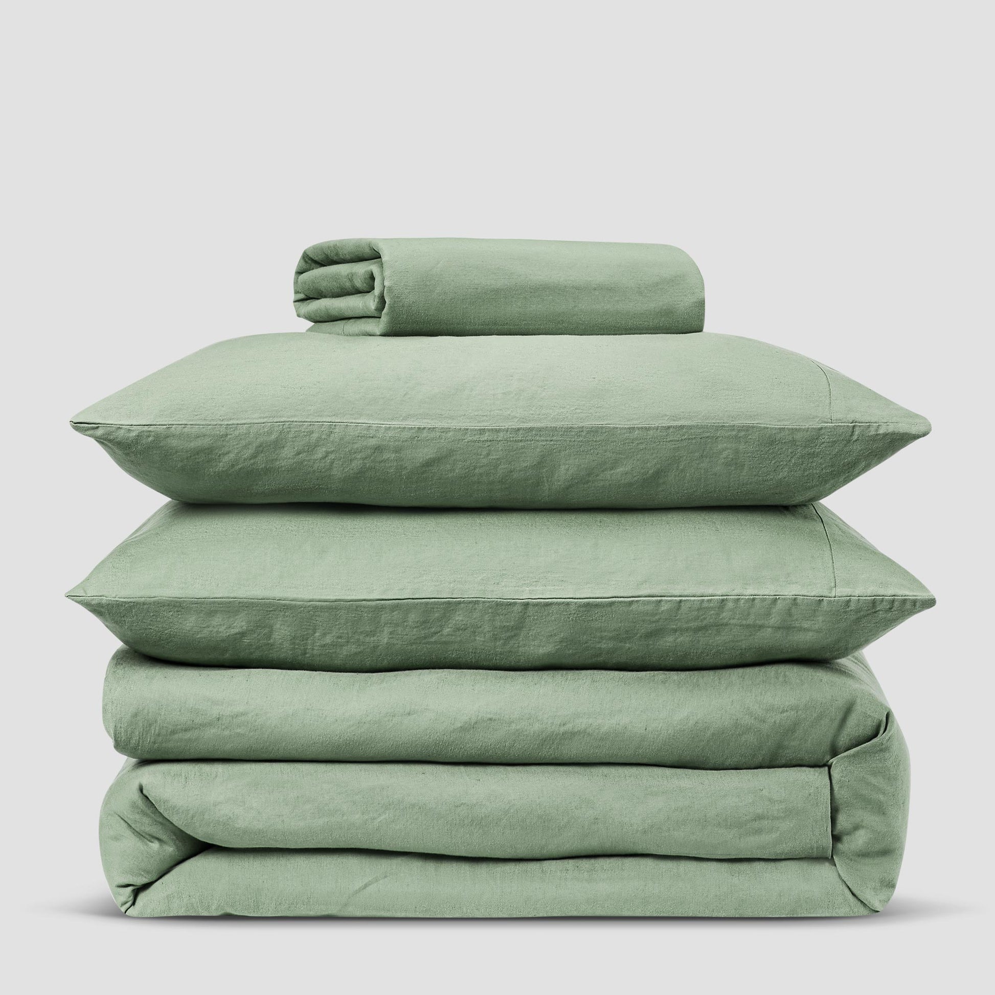 Sage Green 100% Linen Flat Sheet - Piglet in Bed US