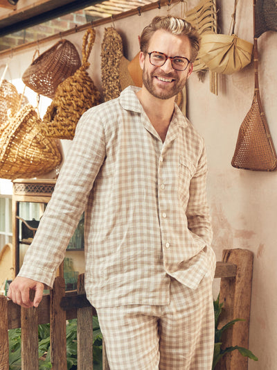 Men's Mushroom Gingham Pajama Shirt