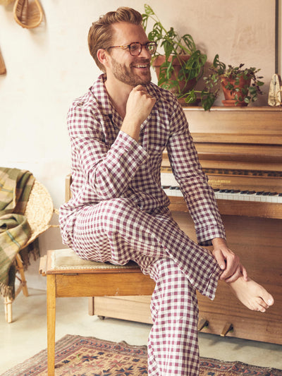 Men's Berry Gingham Pajama Pants