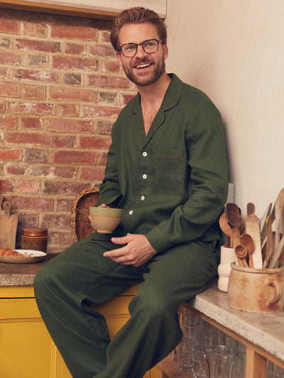 Men's Fern Green Linen Pajama Set