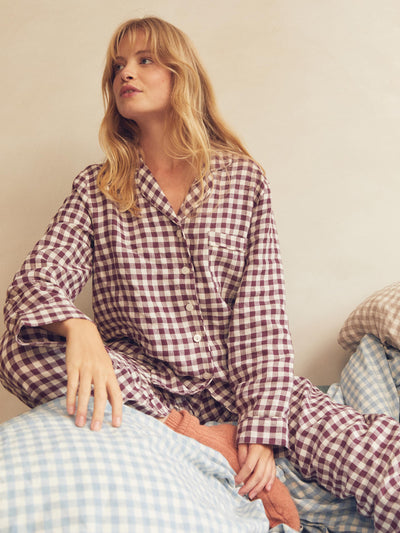 Berry Gingham Pajama Shirt
