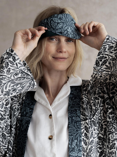 Ernest Blue Pure Acorn Linen Robe and Sleep Mask