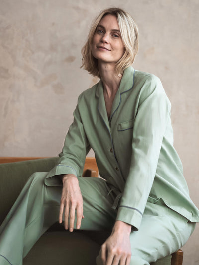 Sage Green Linen Blend Pajama Set