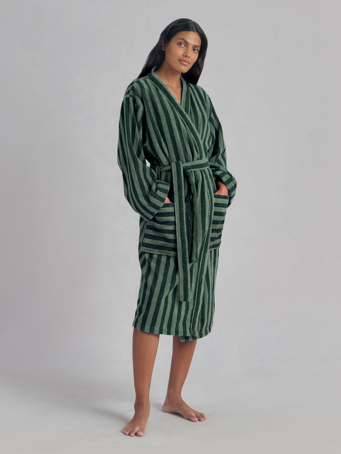 towel dressing robe Piglet In Bed Women's Cotton Robe - Green - Size S/M
