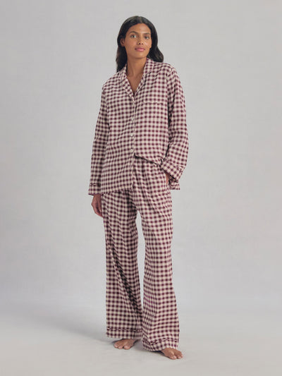 Berry Gingham Linen Blend Pajama Set