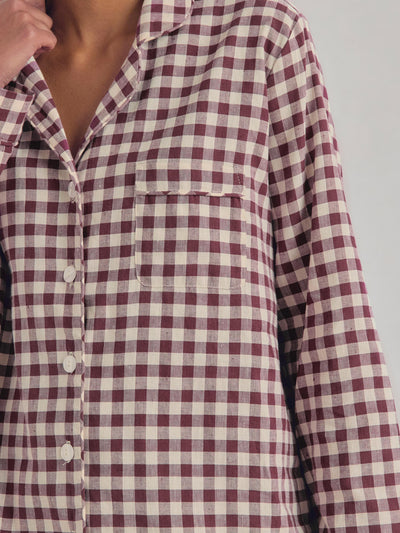 Berry Gingham Linen Blend Pajama Set