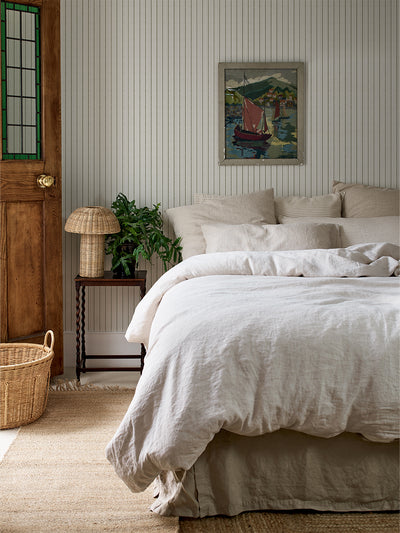 Botanical Green Ticking Stripe Wallpaper