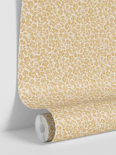Butterscotch Meadow Floral Wallpaper
