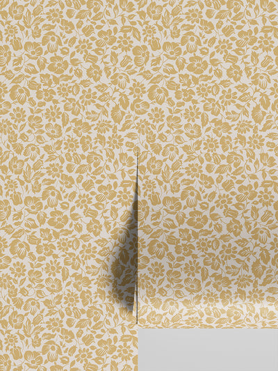 Butterscotch Meadow Floral Wallpaper
