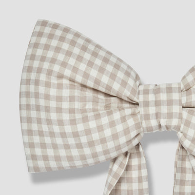 Mushroom Gingham Linen Bow