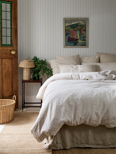 Denim Blue Ticking Stripe Wallpaper