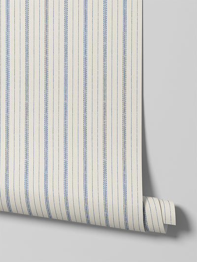 Denim Blue Ticking Stripe Wallpaper