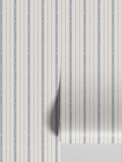 Denim Blue Ticking Stripe Wallpaper
