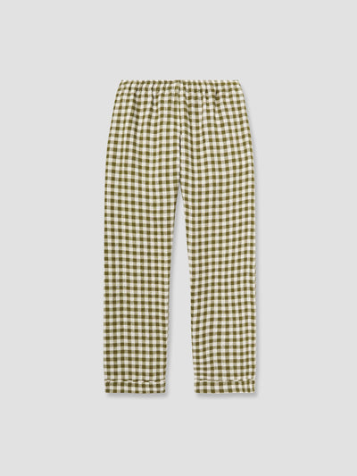 Men's Botanical Green Gingham Linen Pajama Set