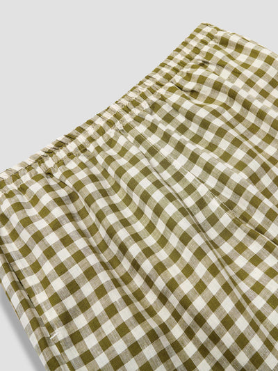 Men's Botanical Green Gingham Linen Pajama Set