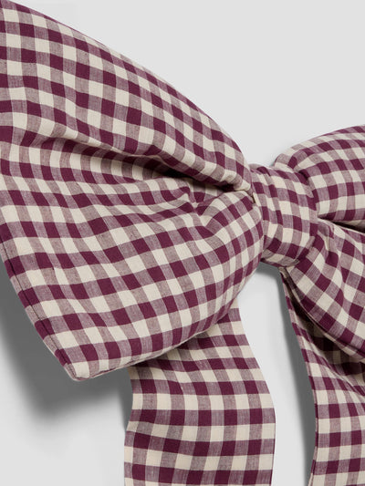Berry Gingham Linen Blend Bow