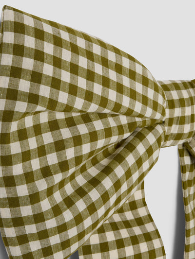 Botanical Green Gingham Linen Blend Bow