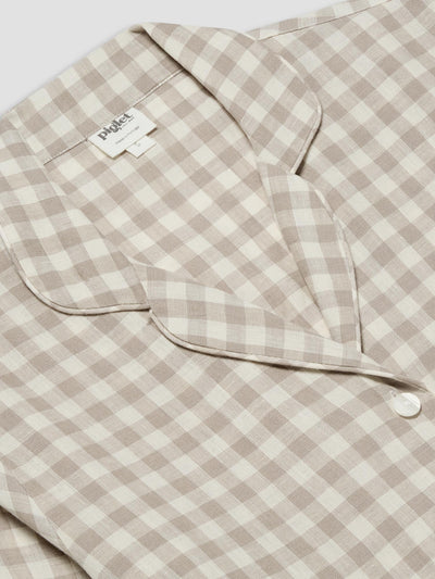 Mushroom Gingham Pajama Shirt