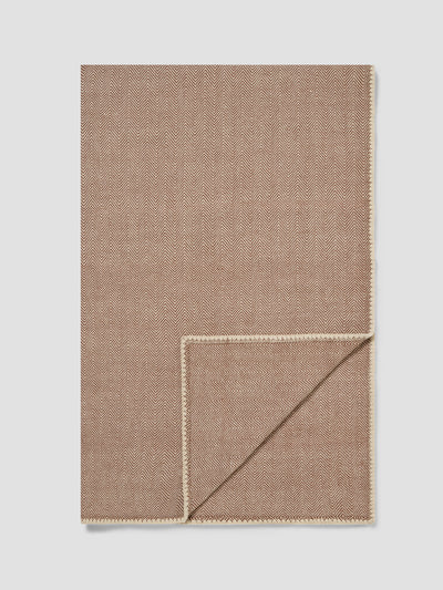 Mocha Herringbone Wool Blanket