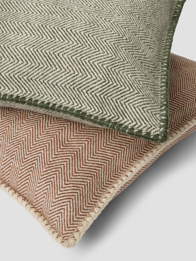 Fern Green Herringbone Wool Square Cushion Cover