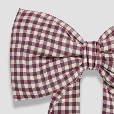 Berry Gingham Linen Bow