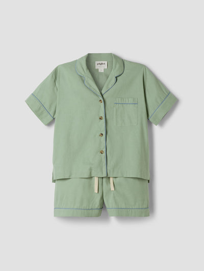 Sage Green Linen Blend Pajama Short Set