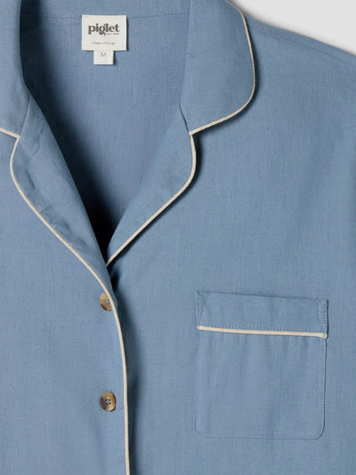 Dusk Blue Linen Blend Pajama Set