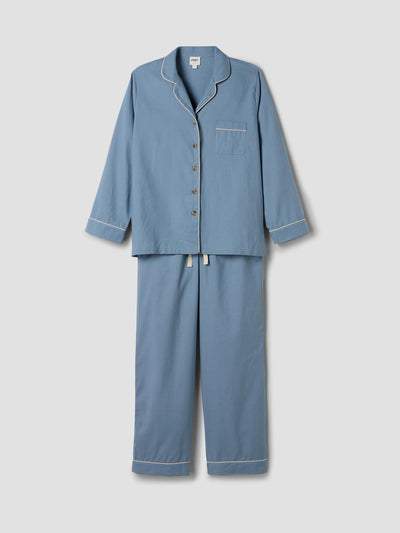 Dusk Blue Linen Blend Pajama Set