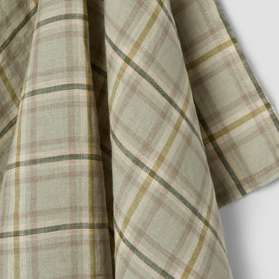Laurel Green Plaid 100% Linen Tea Towel
