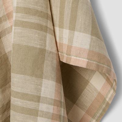 Taupe Plaid 100% Linen Tea Towel