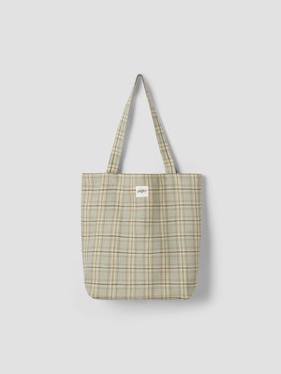 Laurel Green Plaid 100% Linen Tote Bag