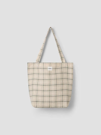Natural Plaid 100% Linen Tote Bag