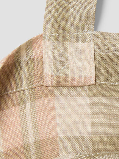 Taupe Plaid 100% Linen Tote Bag