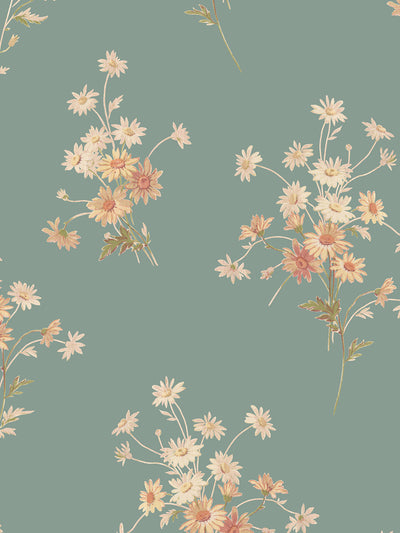Laurel Green Daisy Bouquet Wallpaper