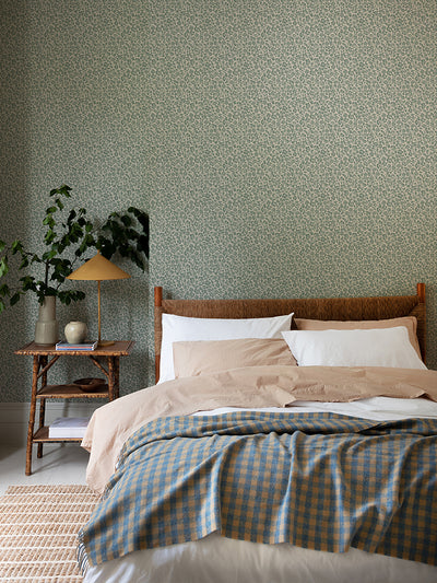 Laurel Green Meadow Floral Wallpaper