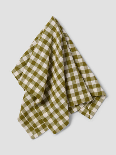 Botanical Green Gingham Linen Blend Napkins Set of 4