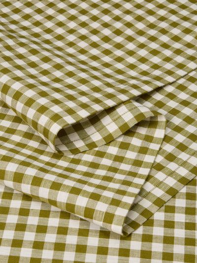 Botanical Green Gingham Linen Blend Table Runner - alternate image