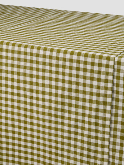 Botanical Green Gingham Linen Blend Table Runner