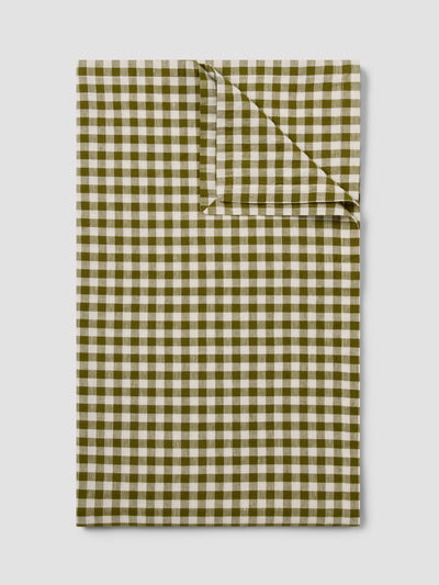 Botanical Green Gingham Linen Blend Tablecloth - alternate image