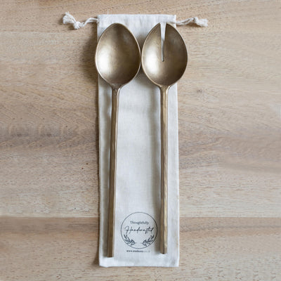 Forged Brass Pair of Salad Servers