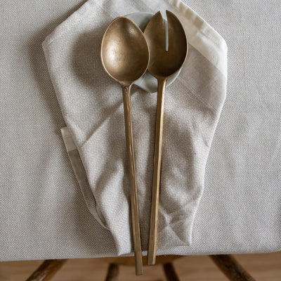 Forged Brass Pair of Salad Servers