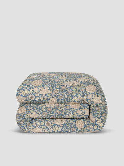 Webbs Blue Double Bough Linen Blend Duvet Cover