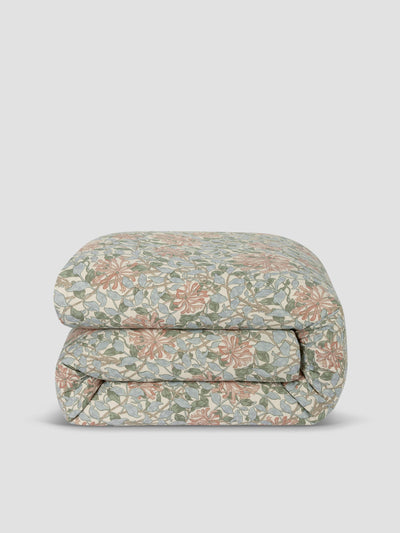 Soft Sage Honeysuckle Linen Blend Duvet Cover