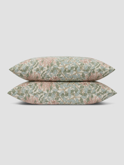 Soft Sage Honeysuckle Linen Blend Pillowcases (Pair)
