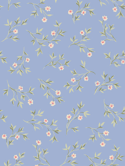 Meadow Blue Spring Sprig Wallpaper