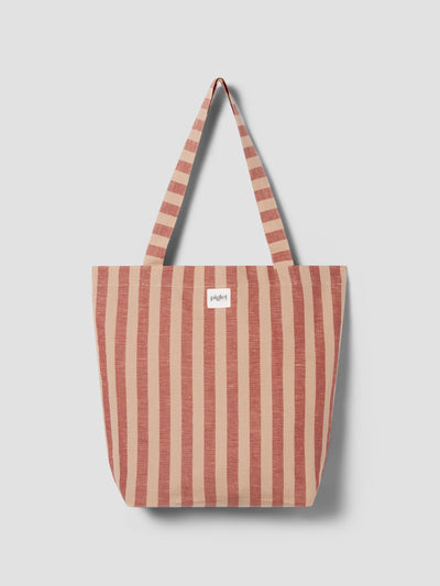 Sandstone Red Pembroke Stripe Linen Blend Tote Bag