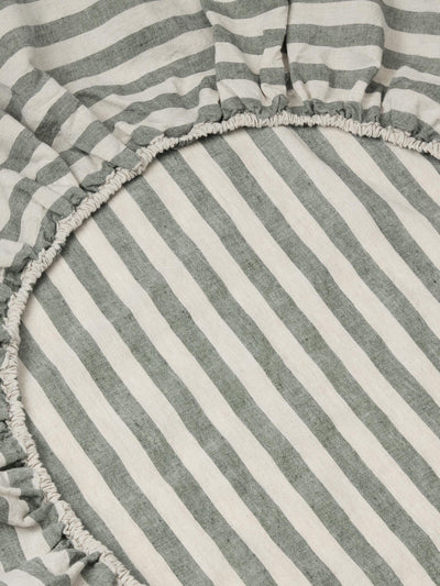 Fern Pembroke Stripe Linen Blend Fitted Sheet